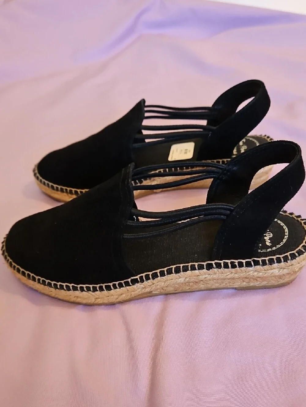 Toni Pons Black Suede Slingback Espadrille Flats NWT